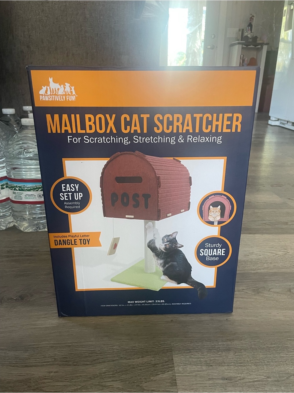 Mailbox Cat Scratcher - Green Base, Brown Mailbox